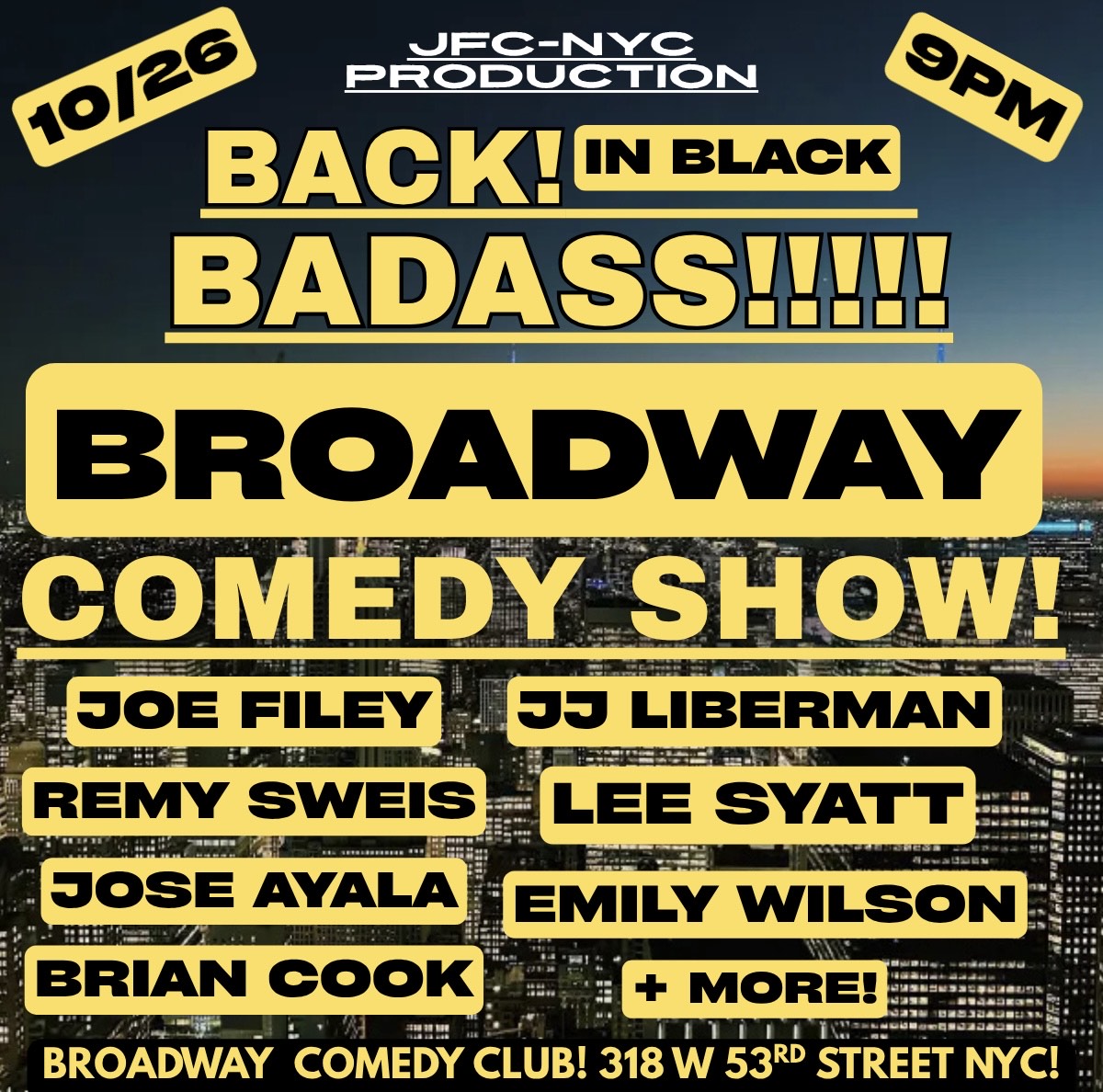 Back in Black Badass Broadway Comedy Show